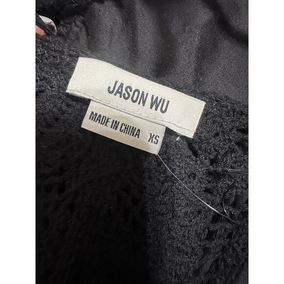 NEW Jason Wu Black Crochet Maxi Dress Boho Beach Vacation Linen Blend Sz XS - Picture 11 of 12